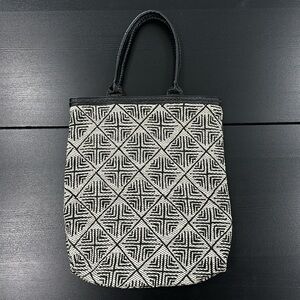 Ecote Woven Tote Bag with Leather Straps